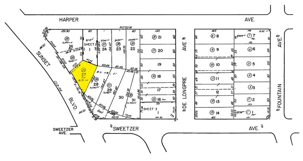8272-8280 W Sunset Blvd, West Hollywood, CA for lease - Plat Map - Image 2 of 11