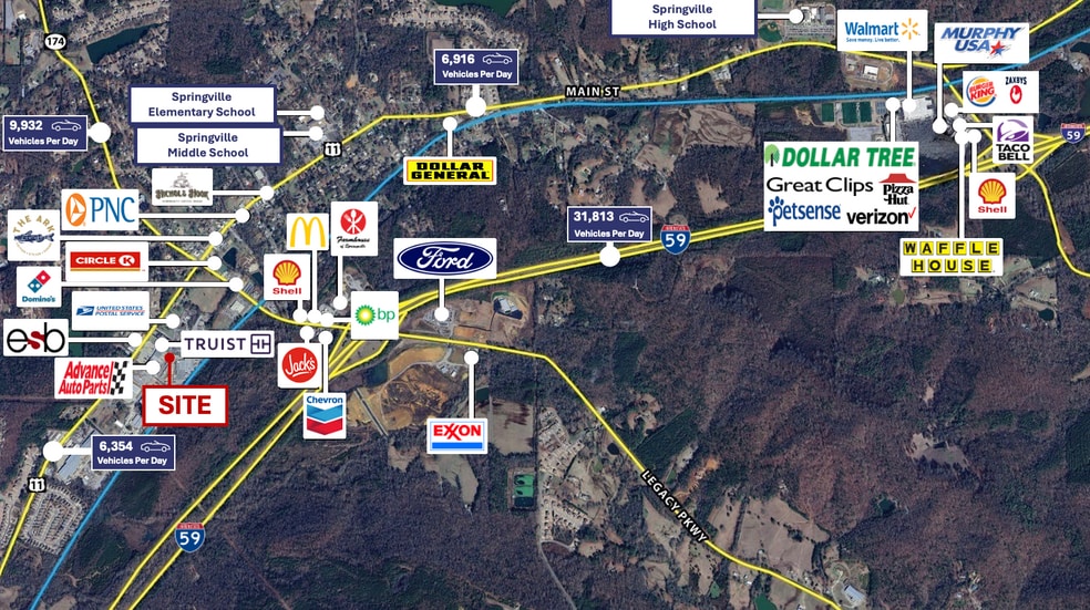 5766-5790 Us-11 Hwy, Springville, AL for lease - Aerial - Image 3 of 5