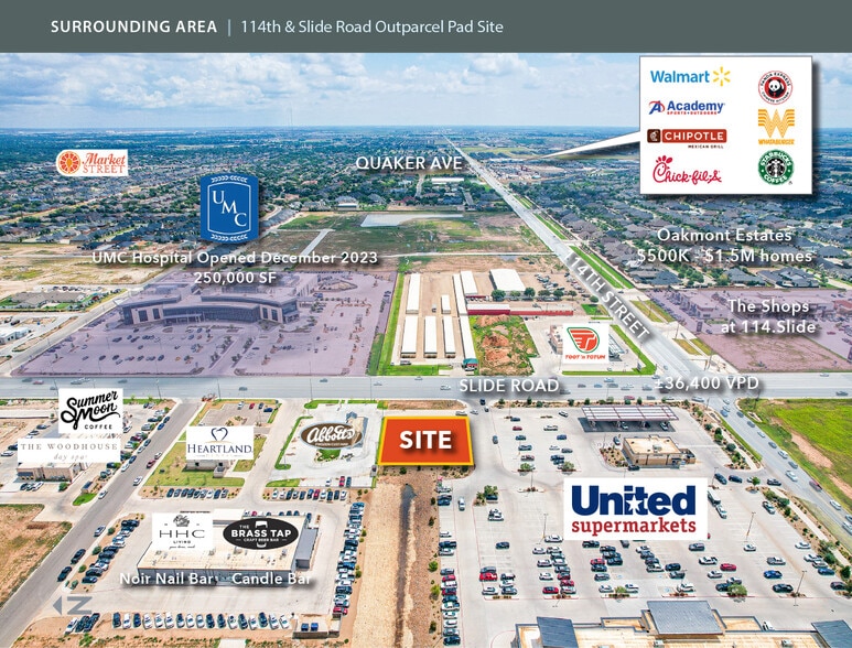 114th & Slide Rd, Lubbock, TX for sale - Aerial - Image 3 of 4