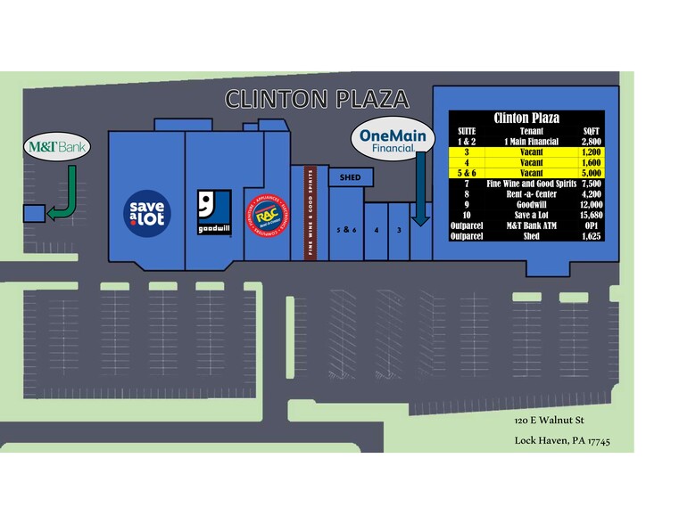 120 E Walnut St Clinton Plaza, Lock Haven, PA for lease - Site Plan - Image 3 of 4