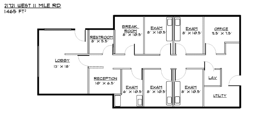 21721 W 11 Mile Rd, Southfield, MI for lease Floor Plan- Image 1 of 1