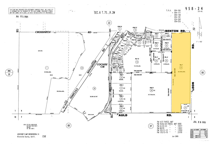 30951 Benton Rd, Winchester, CA for sale - Plat Map - Image 3 of 3