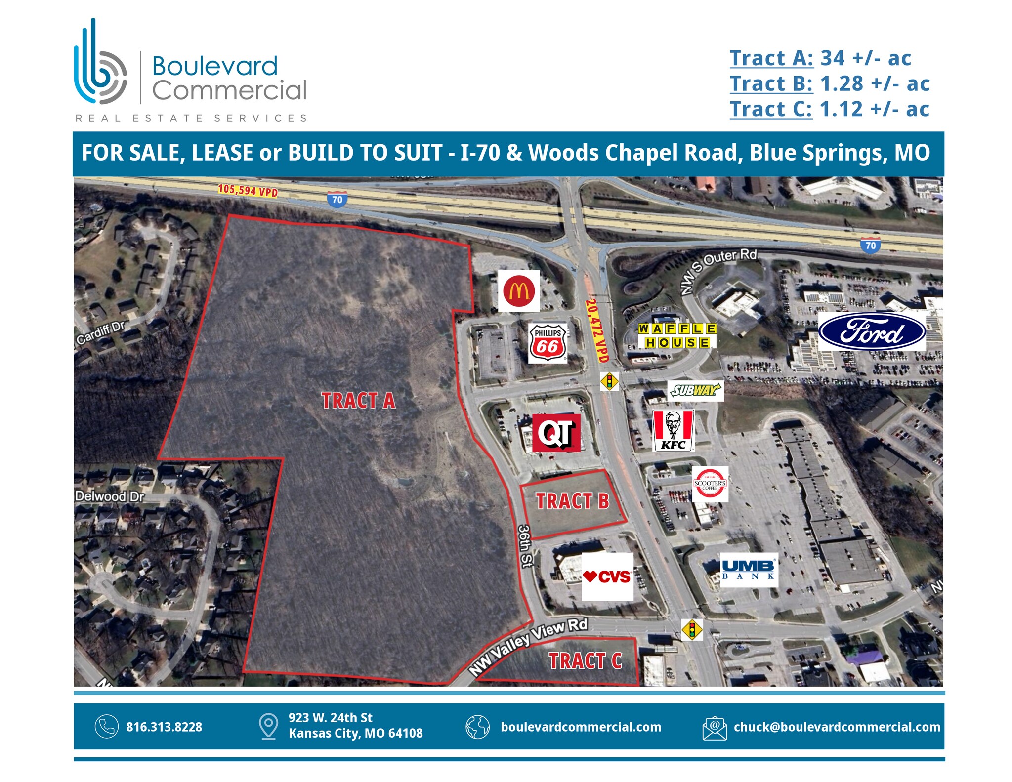 I-70 & Woods Chapel rd, Blue Springs, MO for sale Aerial- Image 1 of 4