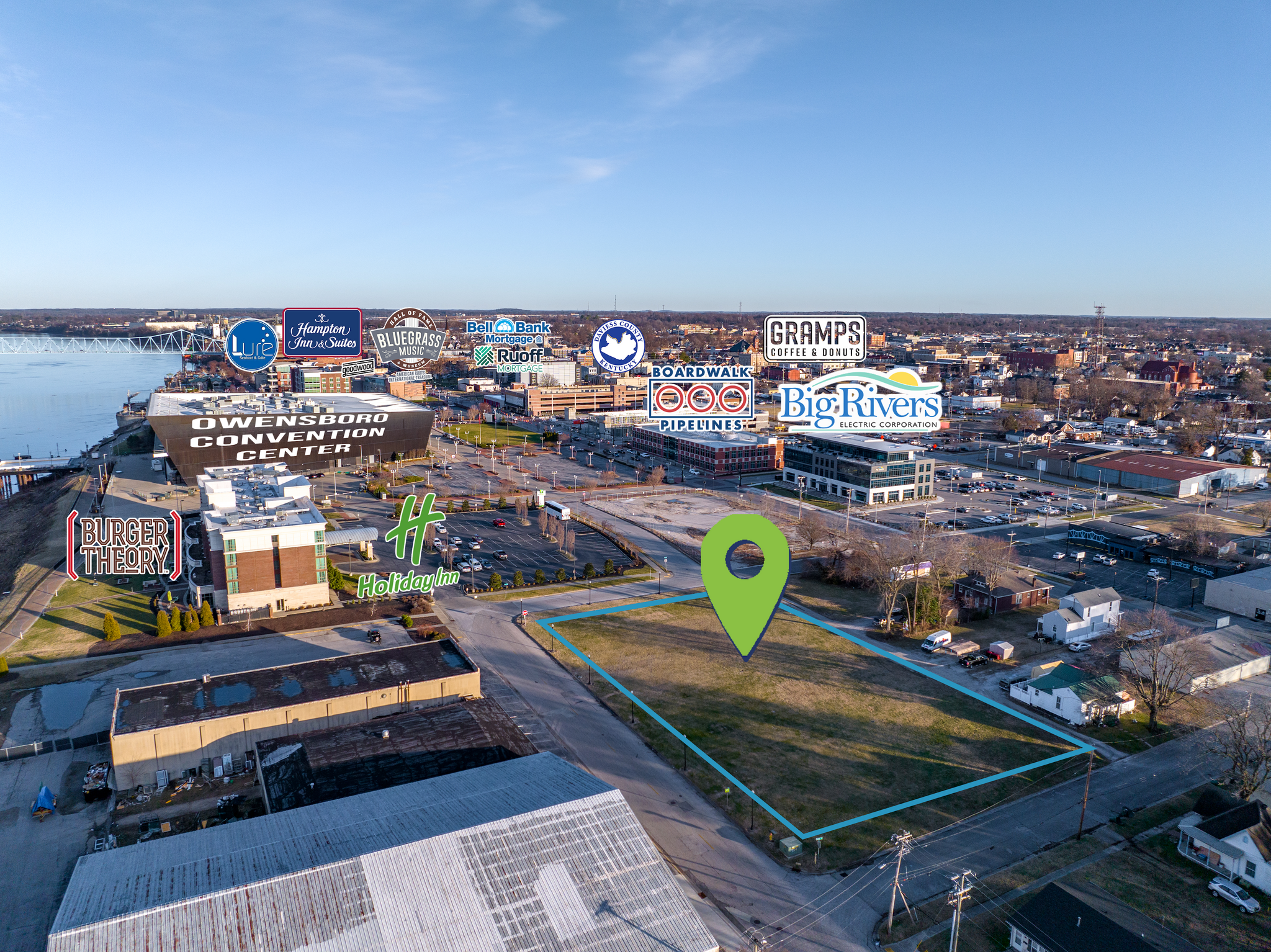 102 Elm Street, Owensboro, KY for lease Aerial- Image 1 of 4