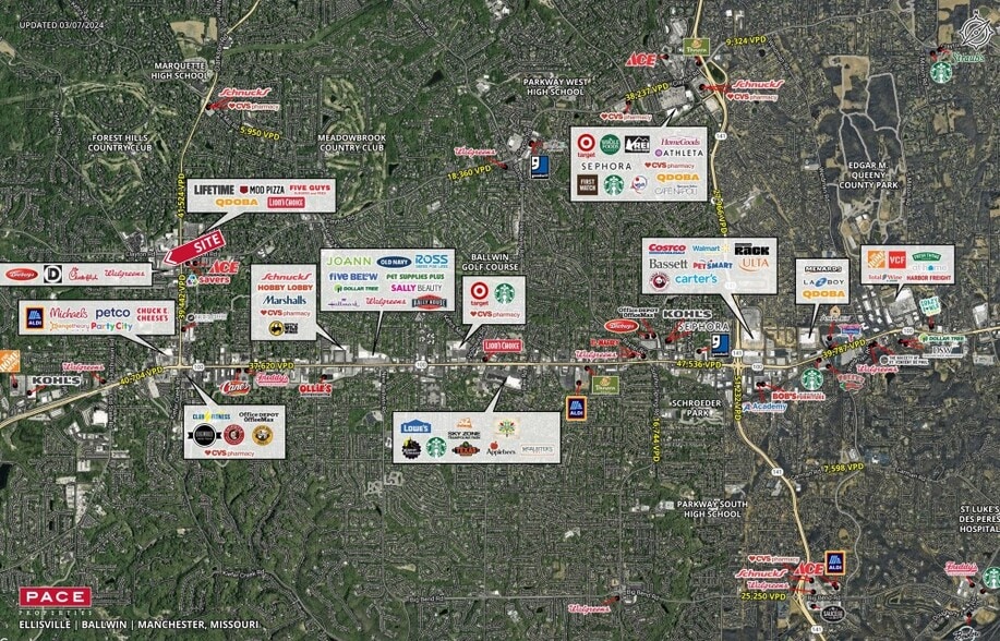 1350-1398 Clarkson Clayton Ctr, Ballwin, MO for lease - Aerial - Image 2 of 2