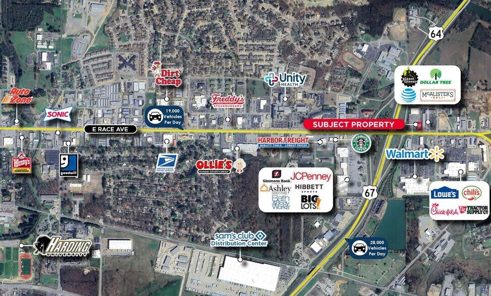 3504 E Race Ave, Searcy, AR for lease - Aerial - Image 3 of 3