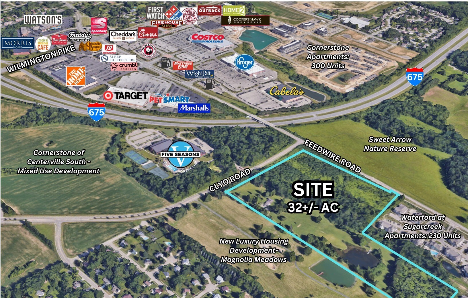 SE Corner of Clyo Rd & Feedwire rd, Sugarcreek Township, OH for sale Aerial- Image 1 of 2