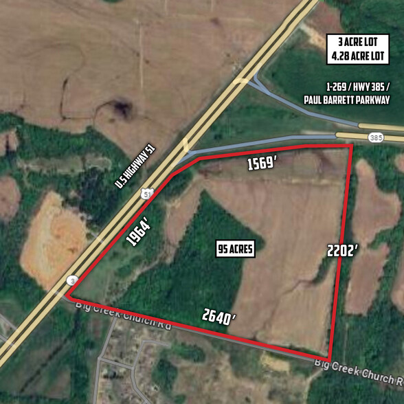 Southeast corner I-269/TN 385 @ US 51 hwy, Millington, TN for sale - Plat Map - Image 2 of 5