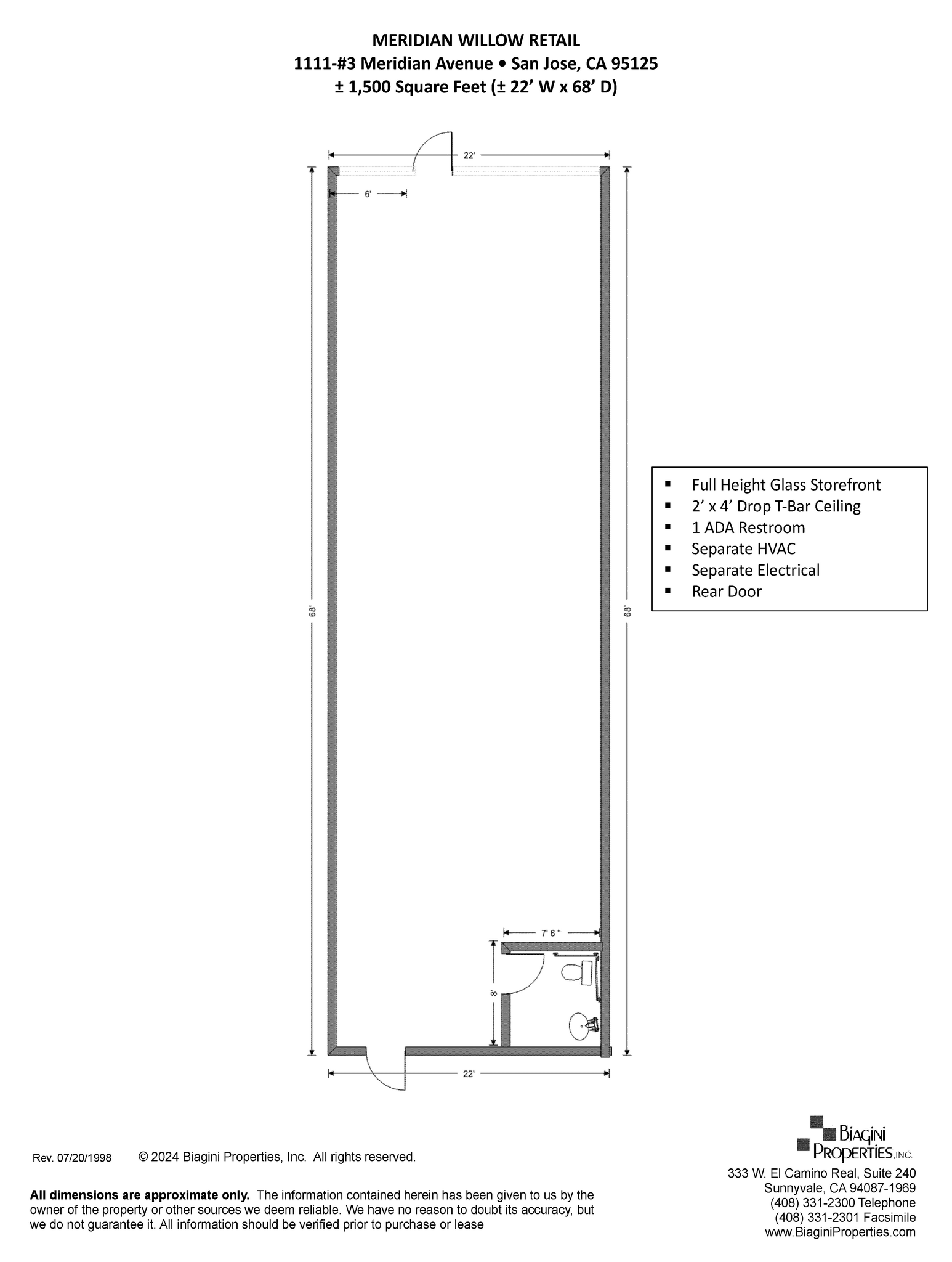 1111 Meridian Ave, San Jose, CA for lease Floor Plan- Image 1 of 1