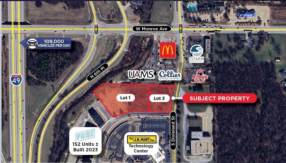 Commerce Creek Dr, Lowell, AR for sale - Aerial - Image 2 of 3