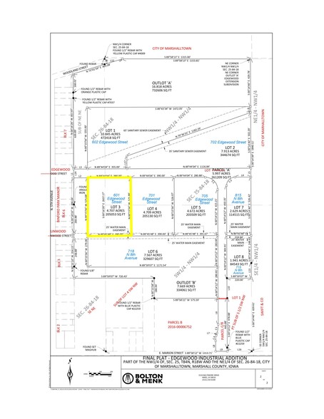 601 Edgewood Street, Marshalltown, IA for sale - Plat Map - Image 1 of 1