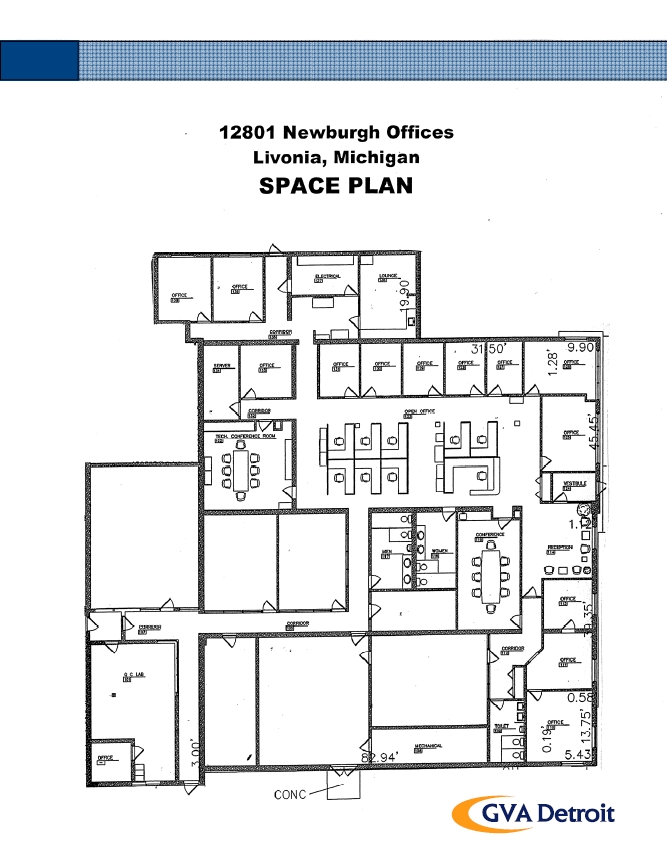 12801 Newburgh Rd, Livonia, MI for lease Floor Plan- Image 1 of 1