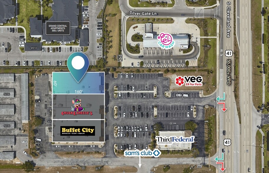 5010-5020 S Cleveland Ave, Fort Myers, FL for lease - Aerial - Image 2 of 3