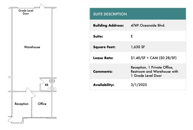 1818 Peacock Blvd, Oceanside, CA for lease Floor Plan- Image 1 of 1