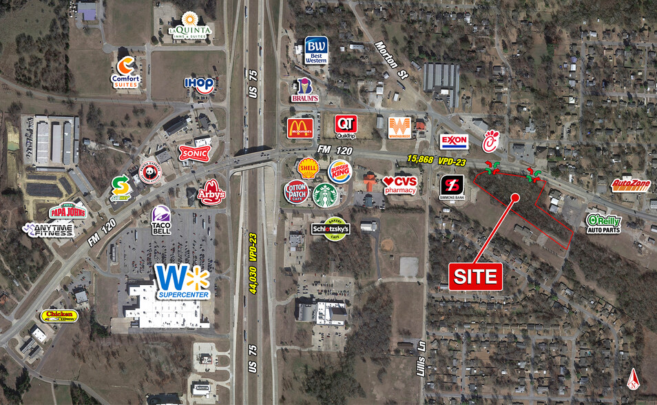 SWQ FM 120 & N York ave, Denison, TX for lease - Aerial - Image 1 of 4