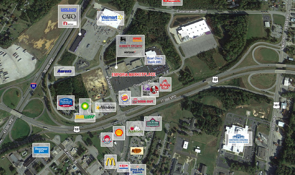 280 Market Dr, Emporia, VA for lease - Aerial - Image 3 of 3