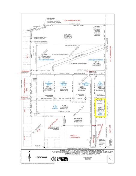 715 N. 8th Avenue, Marshalltown, IA for sale - Plat Map - Image 1 of 1