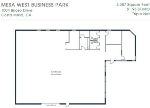 1004 Brioso Dr, Costa Mesa, CA for lease Floor Plan- Image 1 of 1