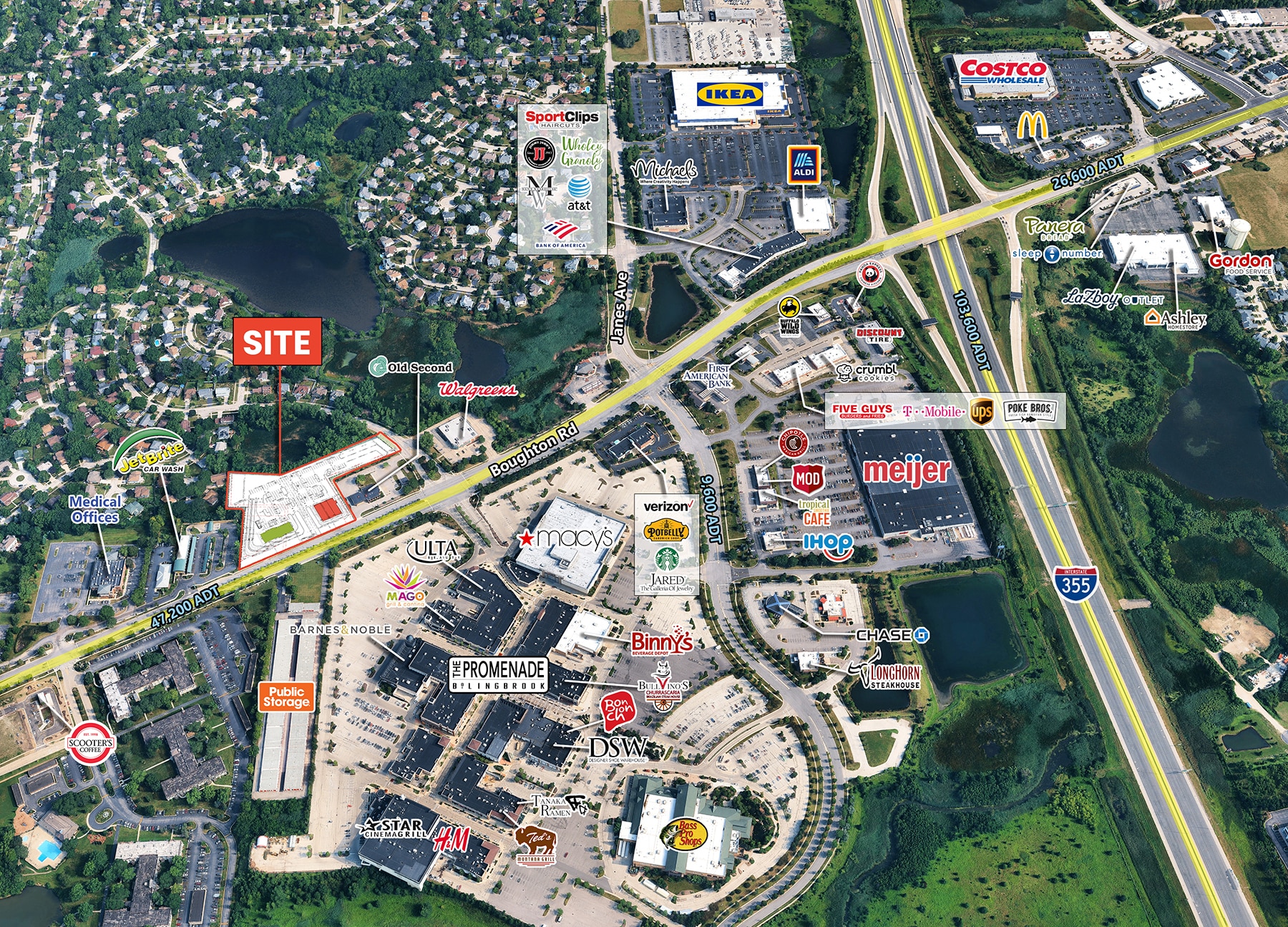 620-640 E Boughton Rd, Bolingbrook, IL for lease Aerial- Image 1 of 7