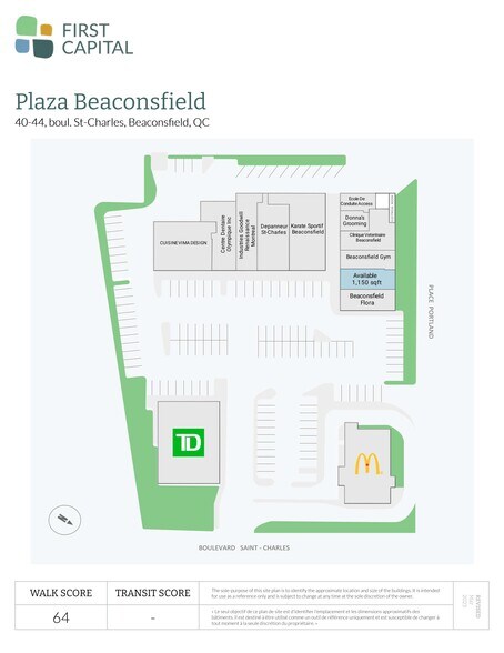 42 Blvd Saint Chalres, Beaconsfield, QC for lease - Site Plan - Image 2 of 6