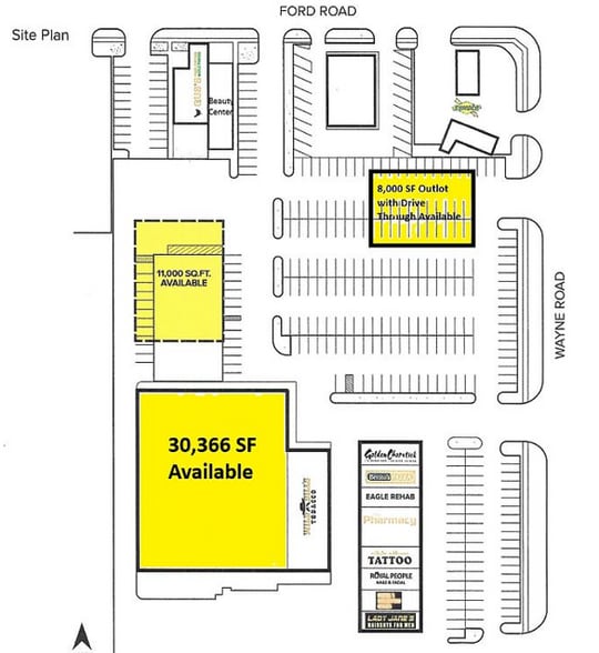 35499-35511 Ford Rd, Westland, MI for lease - Site Plan - Image 2 of 5