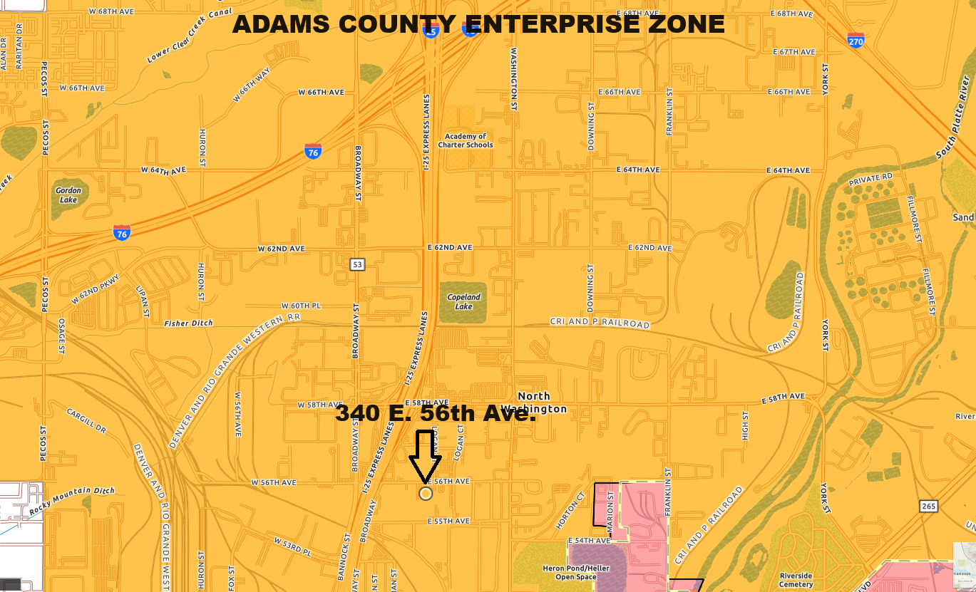 340 E 56th Ave, Denver, CO for lease Map- Image 1 of 2