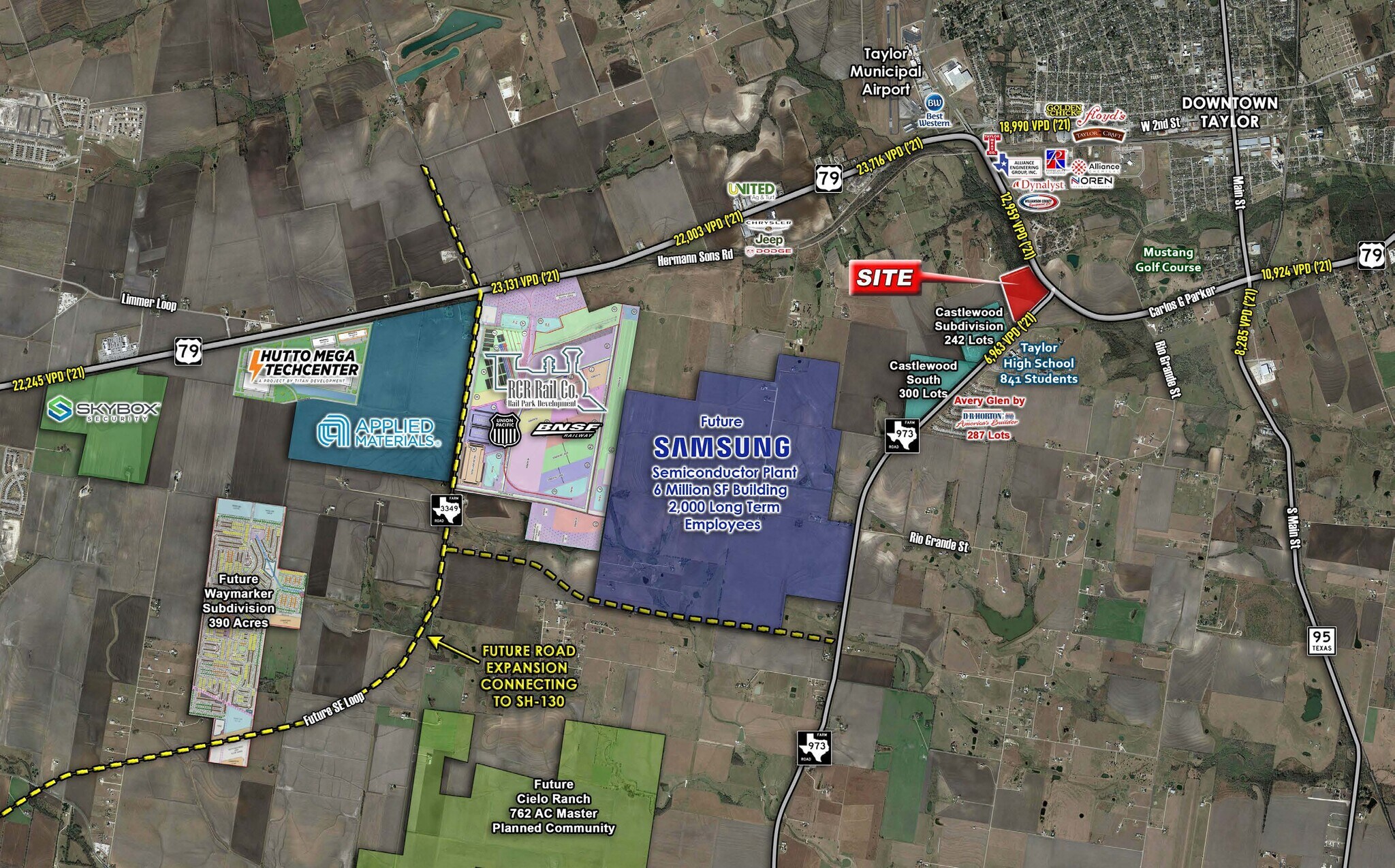 715 SW Carlos G Parker @ FM 973, Taylor, TX for sale Aerial- Image 1 of 1