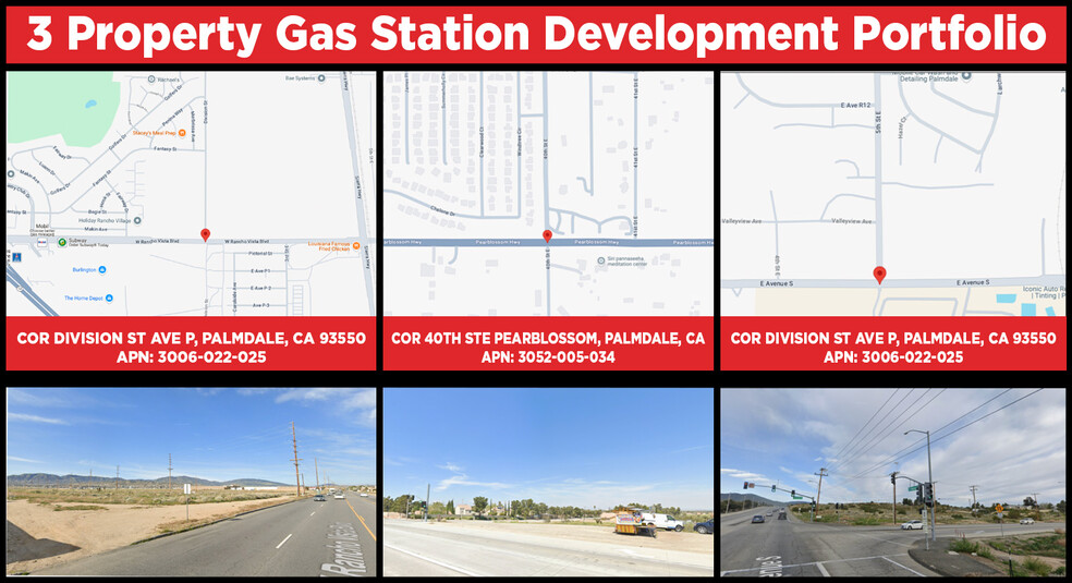 3 Gas Station Approved Parcels-Palmdale portfolio of 3 properties for sale on LoopNet.com - Building Photo - Image 1 of 4