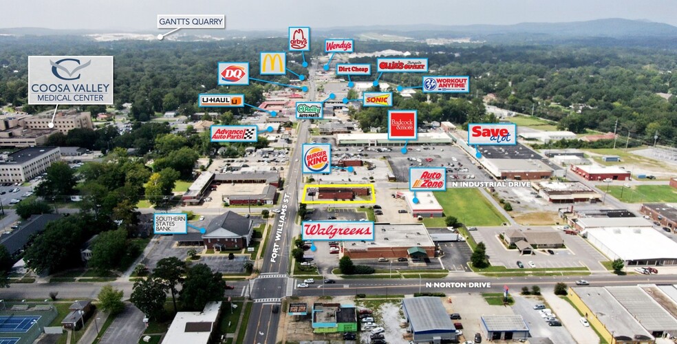 112-114 Fort Williams St, Sylacauga, AL for lease - Aerial - Image 2 of 10