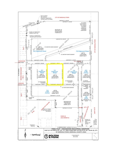 701 Edgewood Street, Marshalltown, IA for sale - Plat Map - Image 1 of 1