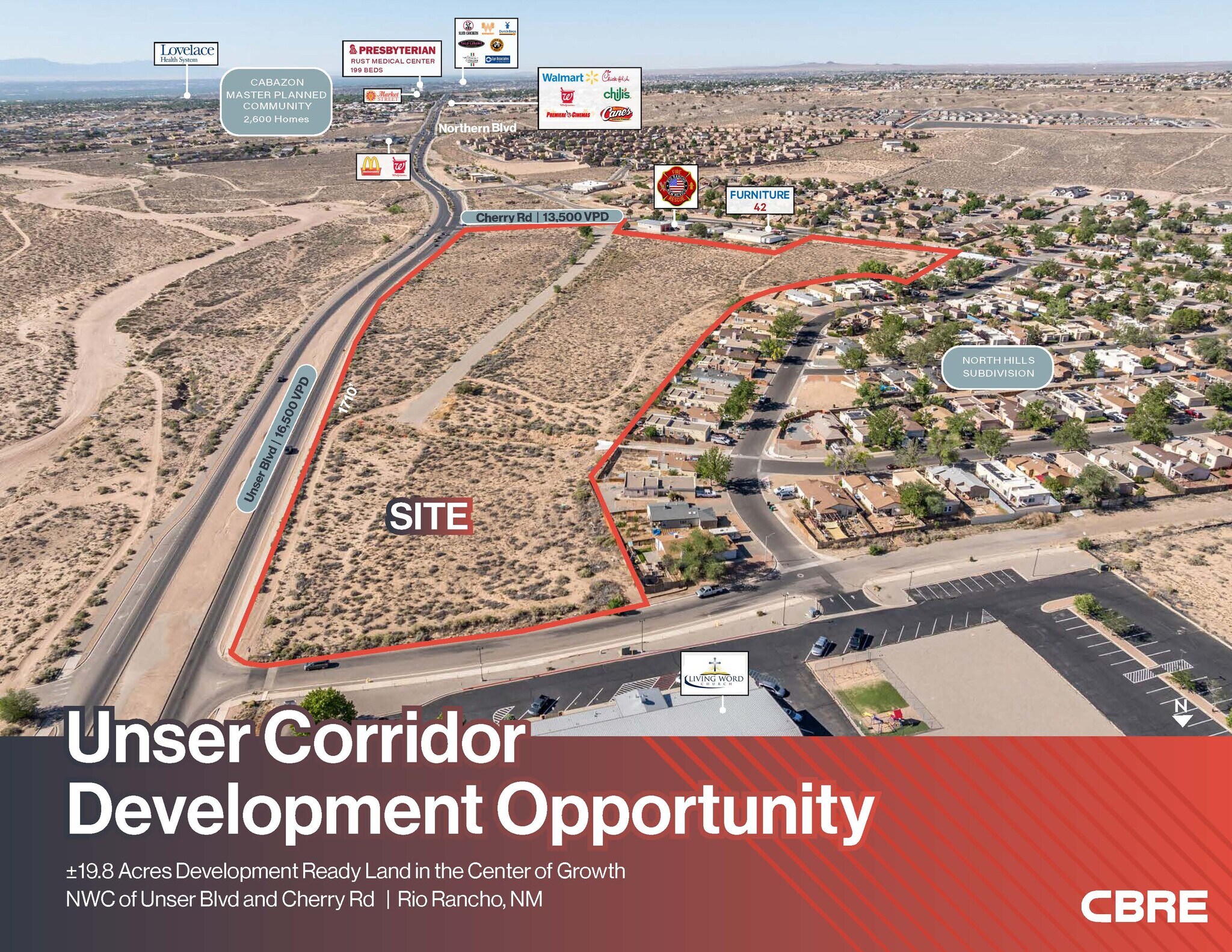 NWC Unser & Cherry Road blvd, Rio Rancho, NM for sale Aerial- Image 1 of 7