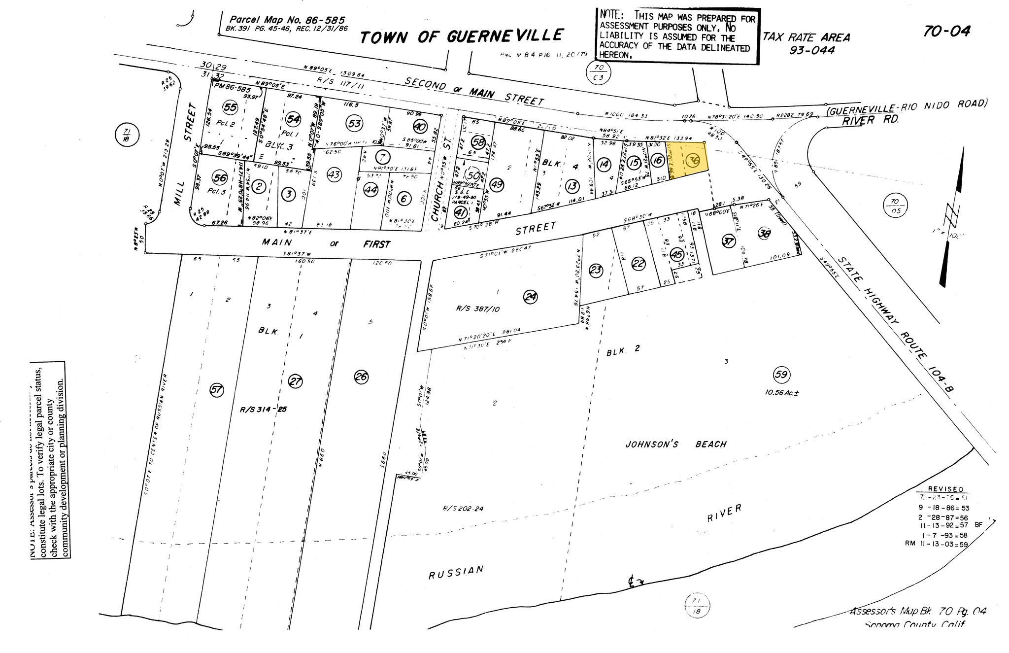 16215 Main St, Guerneville, CA for sale Plat Map- Image 1 of 1