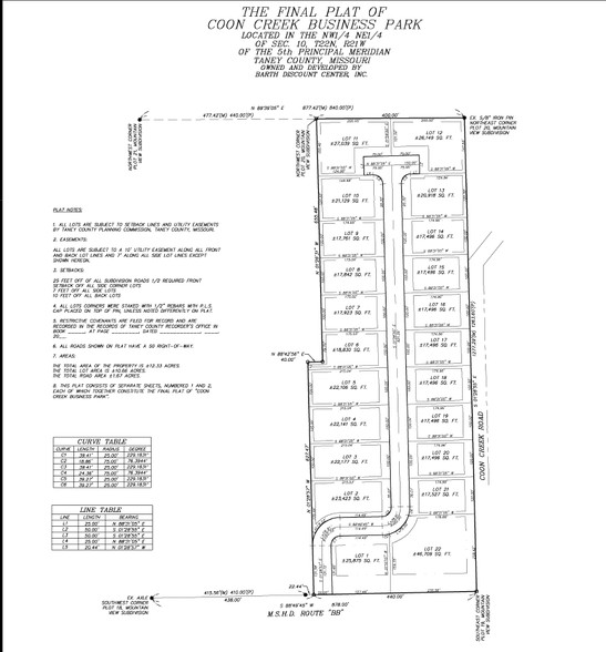 Coon Creek Pky, Hollister, MO for sale - Plat Map - Image 1 of 1