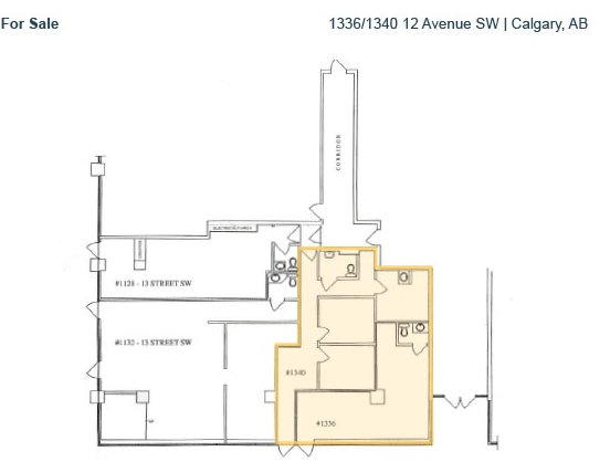 1334-1340 12 Ave SW, Calgary, AB T3C 3R9 - Unit 1336/1340 -  - Floor Plan - Image 1 of 1