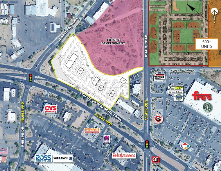 NWC Idaho Rd & Apache Trl, Apache Junction, AZ for lease - Aerial - Image 1 of 3