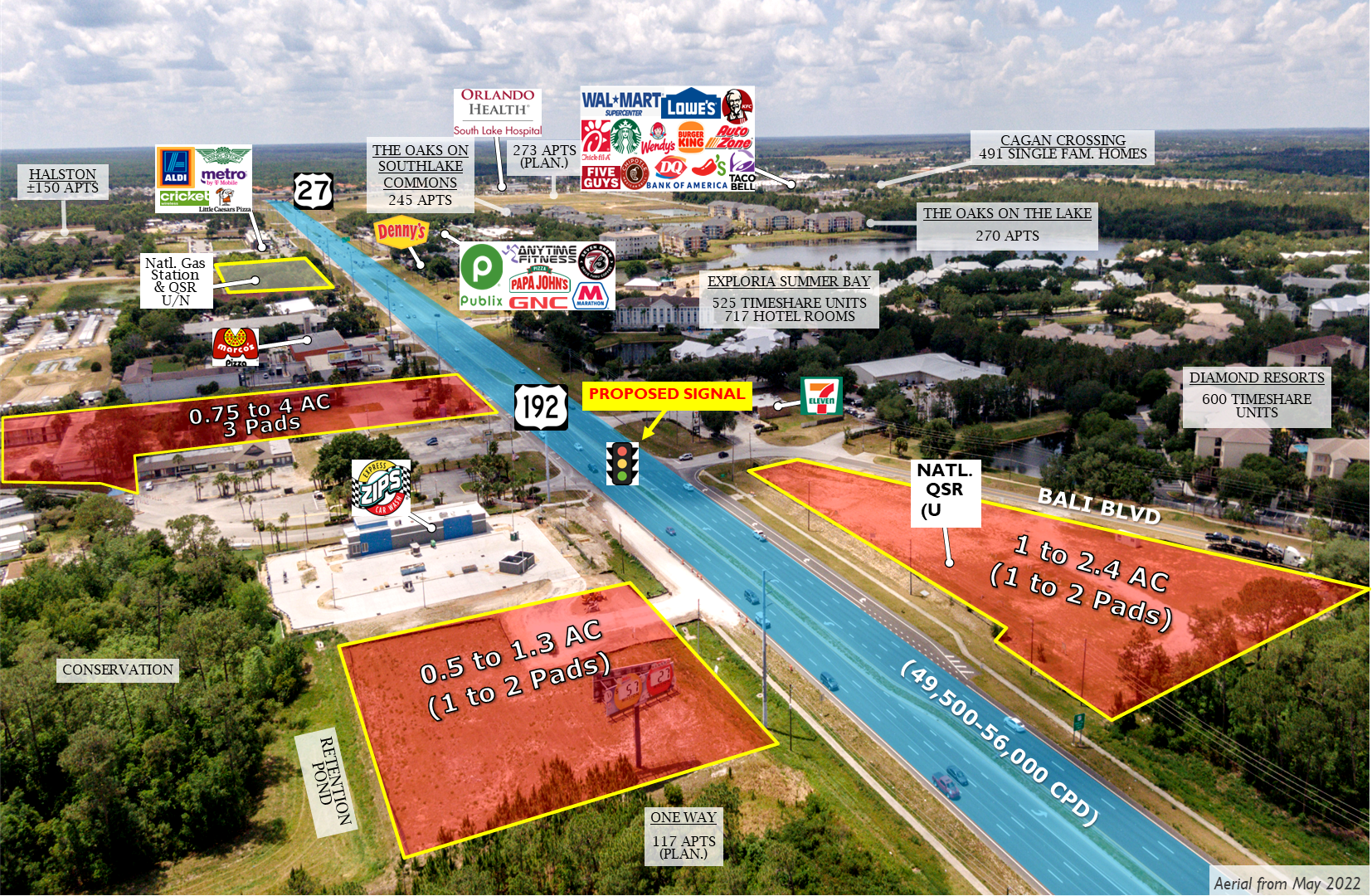 US 192 (W Irlo Bronson Memorial Hwy), Kissimmee, FL for lease Aerial- Image 1 of 2