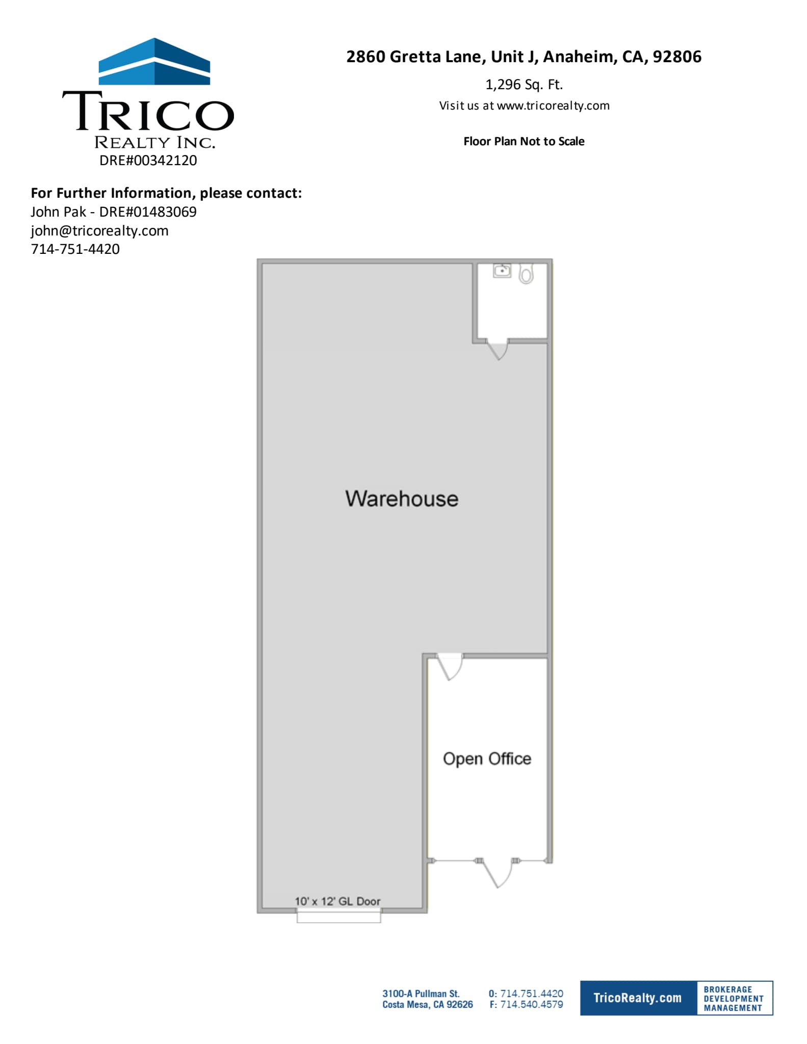 2860 E Gretta Ln, Anaheim, CA for lease Floor Plan- Image 1 of 1