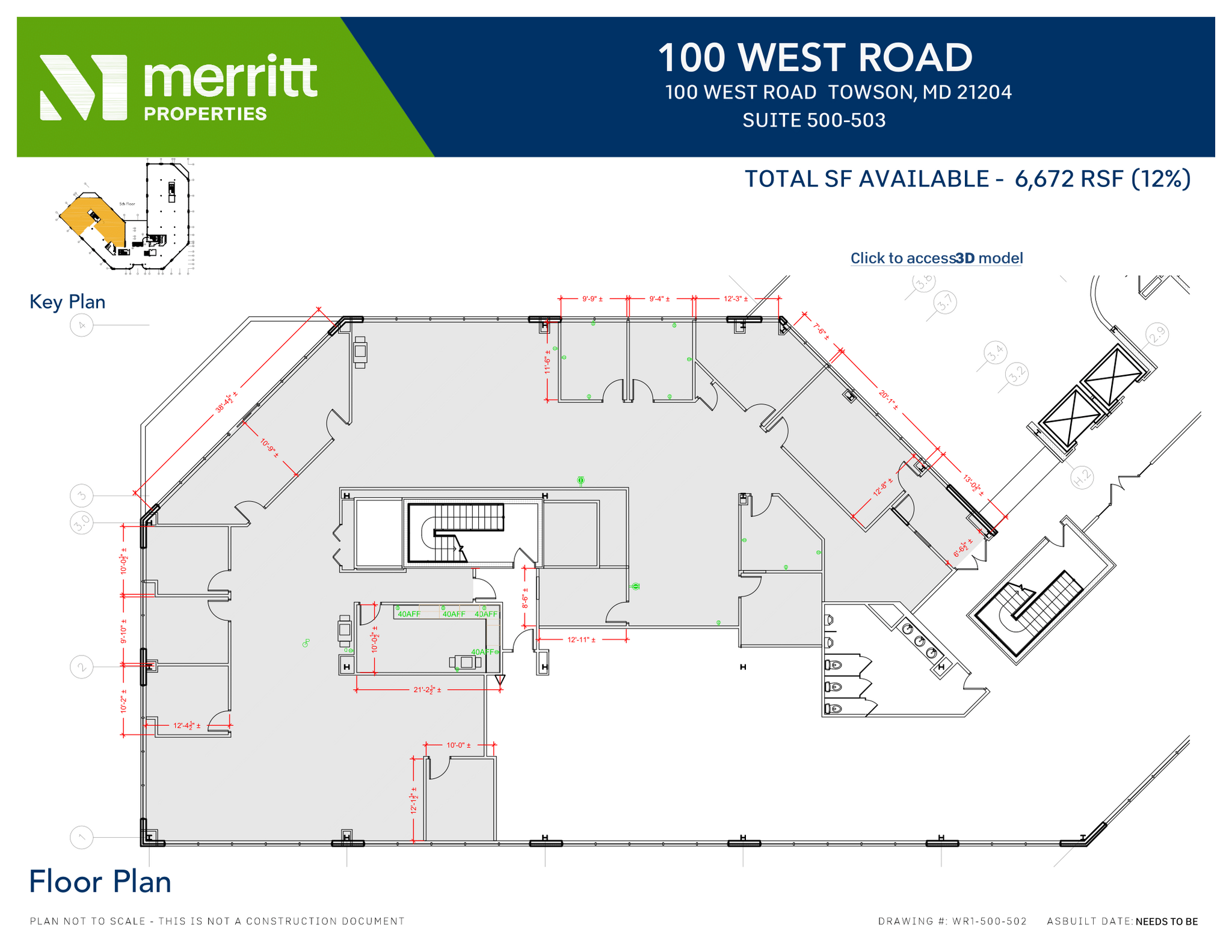 100 West Rd, Towson, MD for lease Floor Plan- Image 1 of 1