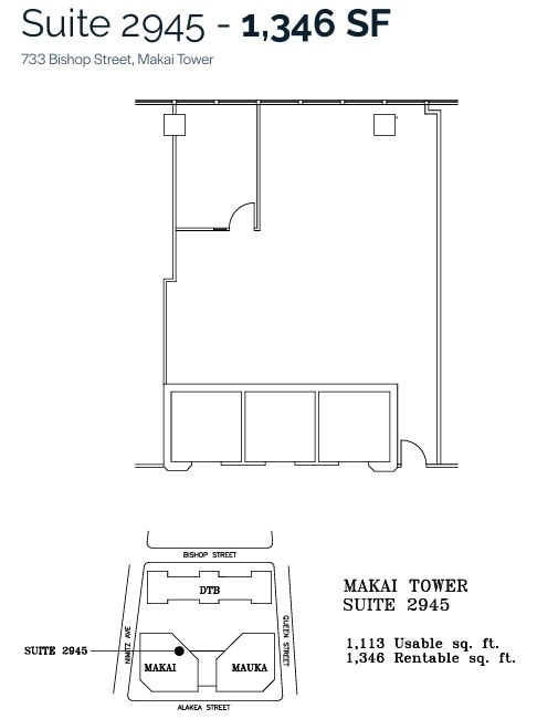 733 Bishop St, Honolulu, HI for lease Floor Plan- Image 1 of 1