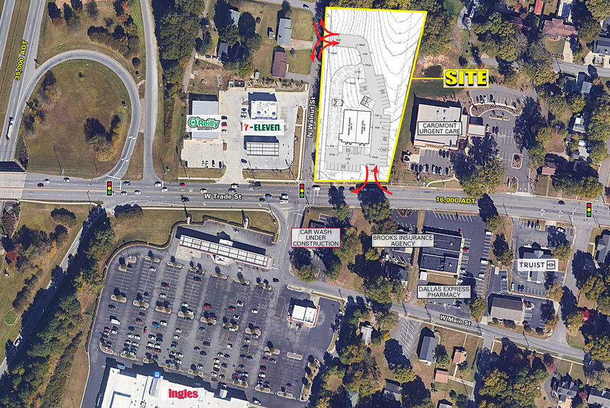 706 W Trade St, Dallas, NC for lease - Aerial - Image 2 of 3