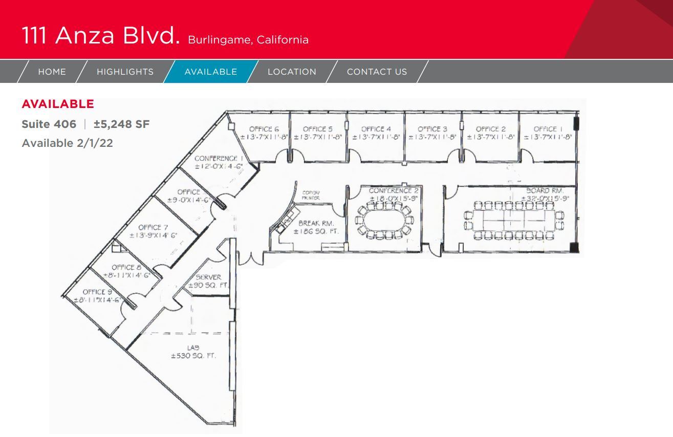 111 Anza Blvd, Burlingame, CA for lease Floor Plan- Image 1 of 1