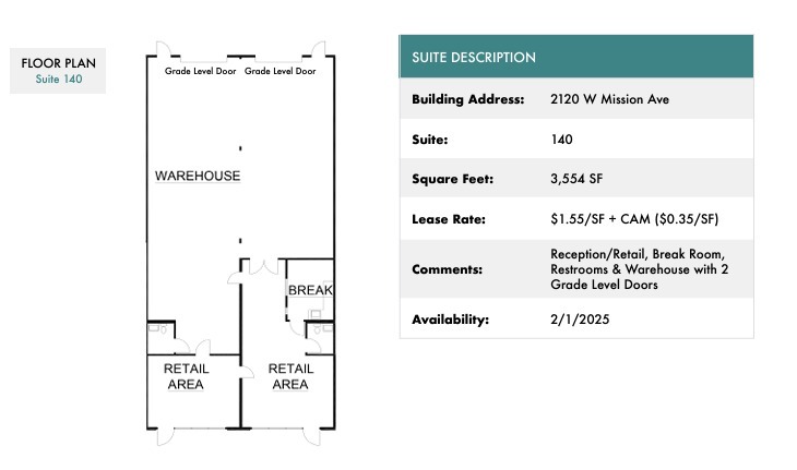 2120 W Mission Rd, Escondido, CA for lease Floor Plan- Image 1 of 1