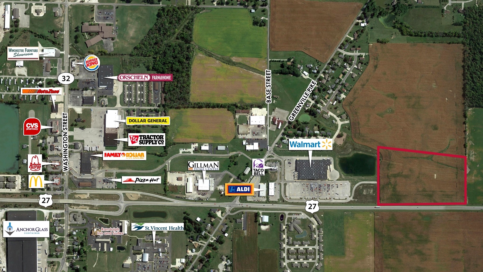 950 E Greenville Pike, Winchester, IN for lease Aerial- Image 1 of 2