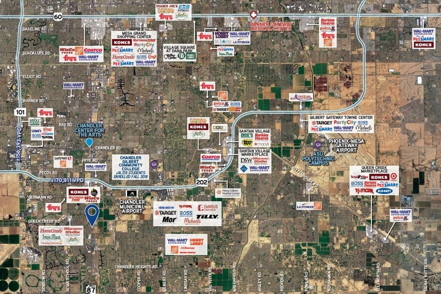 S S/SEC Arizona Ave & Queen Creek Ave, Chandler, AZ for lease - Aerial - Image 3 of 4