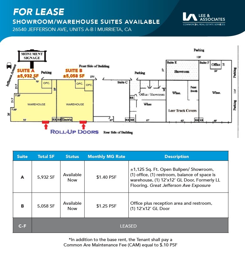 26540 Jefferson Ave, Murrieta, CA for lease Floor Plan- Image 1 of 1