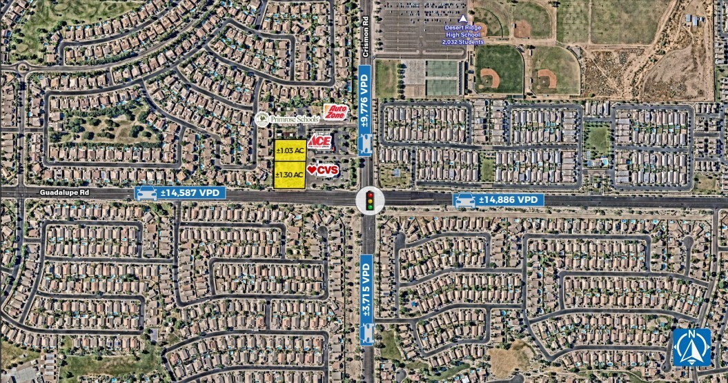 Crismon Rd & Guadalupe Rd, Mesa, AZ for sale Aerial- Image 1 of 3