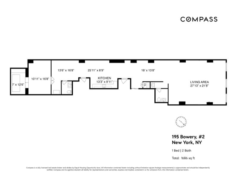195 Bowery, New York, NY 10002 - Unit 2C -  - Floor Plan - Image 1 of 5