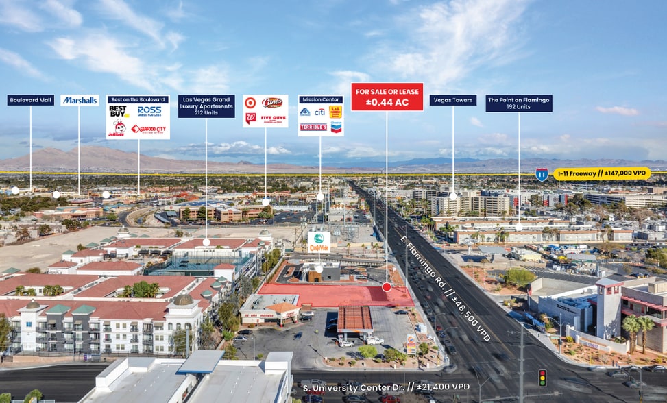 E Flamingo Rd & S University Center Dr, Las Vegas, NV for sale - Aerial - Image 2 of 4