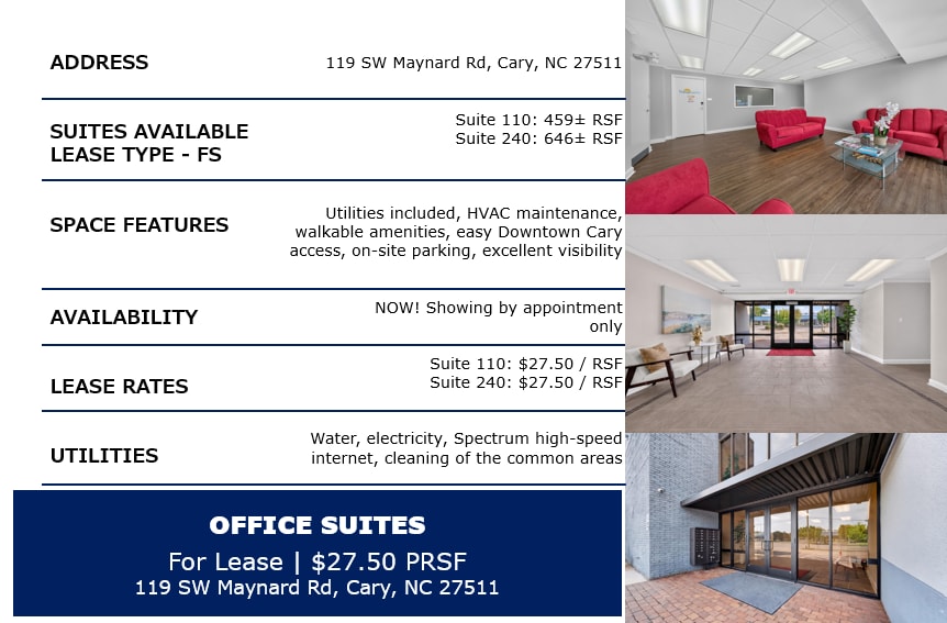 119 SW Maynard Rd, Cary, NC for lease Interior Photo- Image 1 of 3