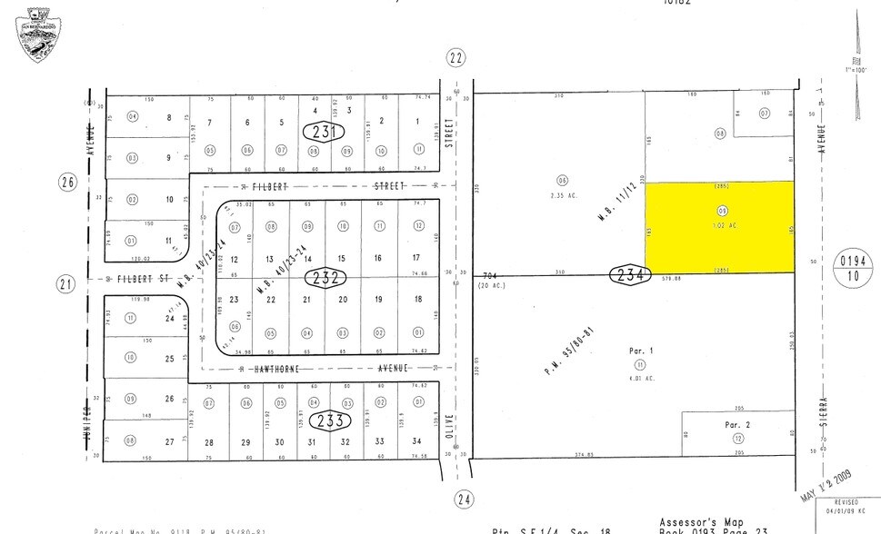 Sierra Ave & Randall Ave, Fontana, CA for sale - Plat Map - Image 1 of 2